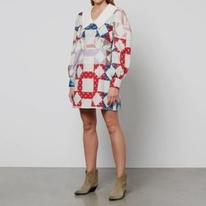 Sea New York Multicolor Patchwork Long Sleeve Dress